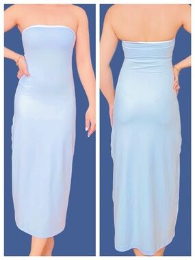 OFFLINE by Aerie Light Blue Strapless Bodycon Midi Dress size S